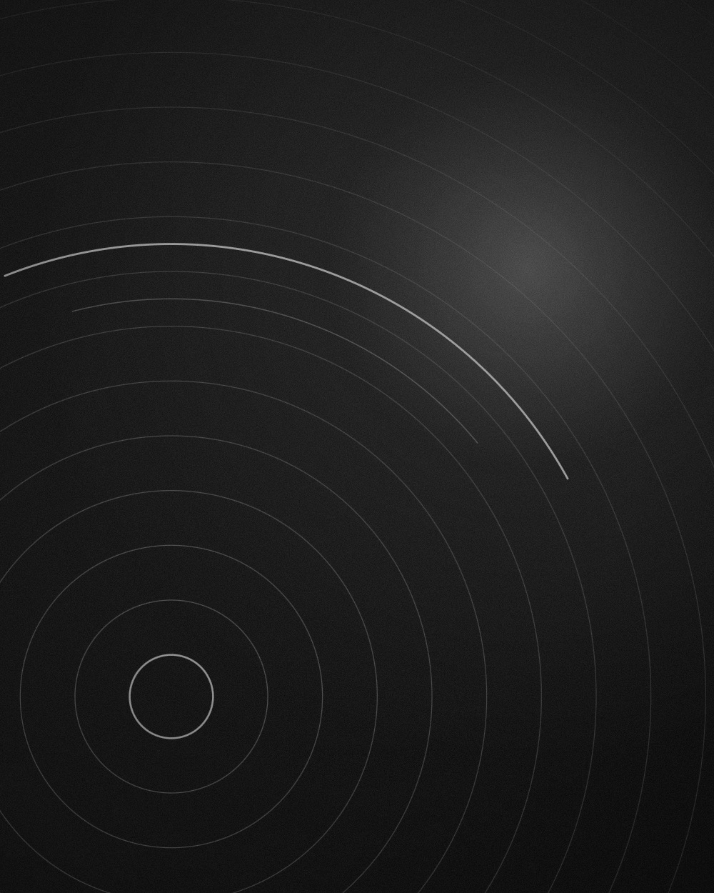 Concentric arcs rising toward a horizon, getting ahead